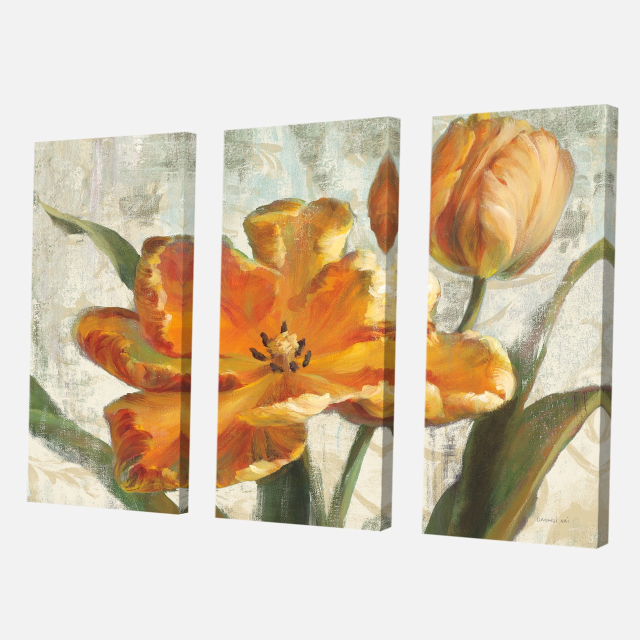 Designart - Parrot Tulips I on Ivory - Cabin & Lodge Premium Canvas Wall Art